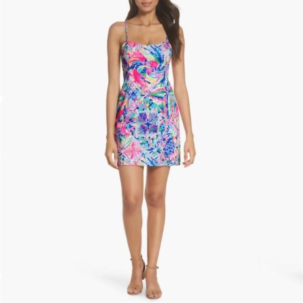 Lilly Pulitzer NWT Shelli stretch shift in Dancing on the Deck print sz 8